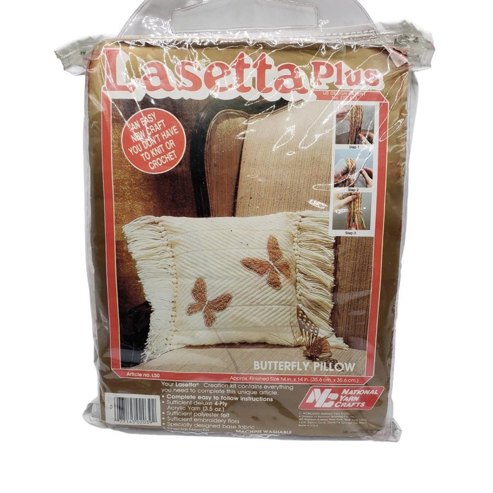 Vintage Lasetta Plus Butterfly Pillow Craft Creation Kit #L50 Design 272 673